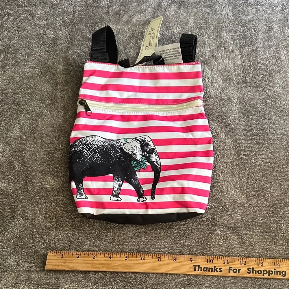 Charming‎ Pink Striped Elephant Kids Backpack Bag